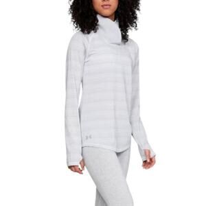 Under Armour White Striped Zinger Cross Over Cowl Neck Pullover